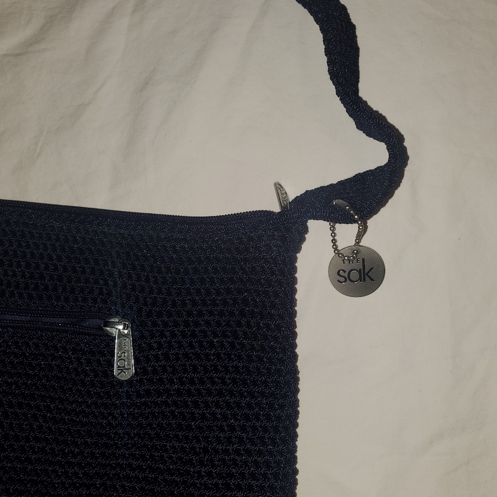 The Sak crochet Navy blue shoulder bag purse - Picture 3 of 7